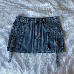 Denim Cargo Mini Skirt
